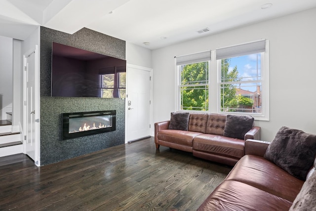 4825 W Ainslie St, Chicago, IL 60630 - living room featuring wood finished floors and a glass covered fireplace
