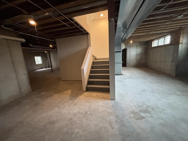 below grade area with stairs
