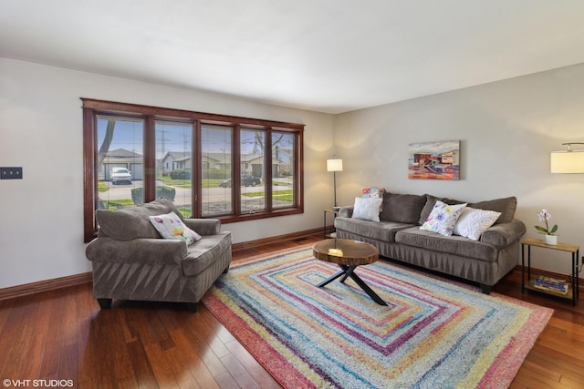210 Walnut Ln, Elk Grove Village, IL 60007 - living room featuring baseboards, a wealth of natural light, and hardwood / wood-style floors
