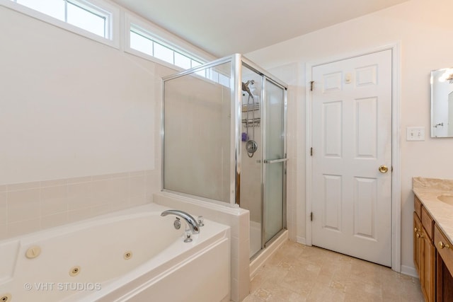 10600 Thornham Ln, Mokena, IL 60448 - bathroom with a stall shower, vanity, and a whirlpool tub