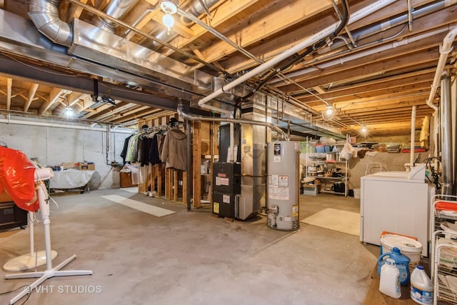 10600 Thornham Ln, Mokena, IL 60448 - unfinished basement with water heater, washer / clothes dryer, and heating unit
