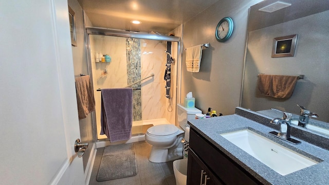 959 E 166th St, South Holland, IL 60473 - full bathroom with toilet, visible vents, tile patterned flooring, a shower stall, and vanity