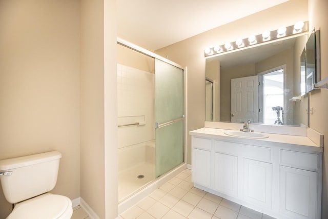 5464 Mayflower Jct, Rolling Meadows, IL 60008 - full bathroom with tile patterned floors, a stall shower, toilet, and vanity