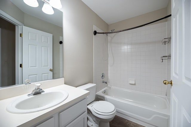5464 Mayflower Jct, Rolling Meadows, IL 60008 - full bathroom with toilet, wood finished floors, vanity, and shower / bathing tub combination