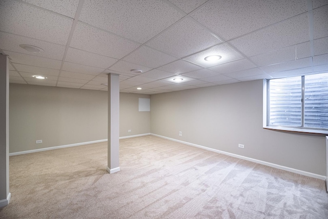 5464 Mayflower Jct, Rolling Meadows, IL 60008 - below grade area featuring a paneled ceiling, carpet flooring, and baseboards