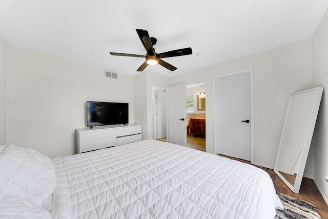 4240 Hearthstone Ln, Belvidere, IL 61008 - bedroom featuring ceiling fan, visible vents, and wood finished floors