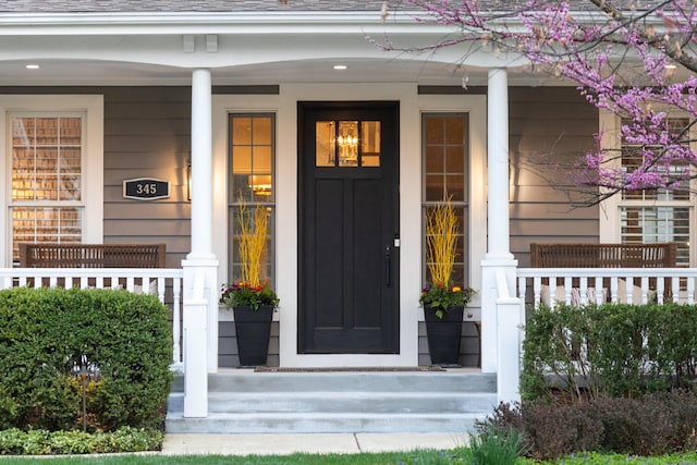 property entrance with a porch