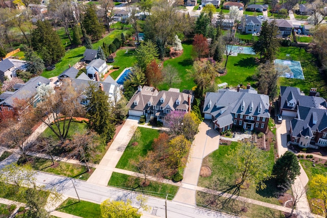 aerial view with a residential view