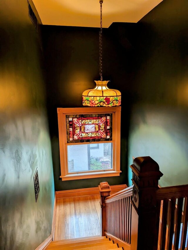 907 W Church St, Champaign, IL 61821 - staircase with wood finished floors