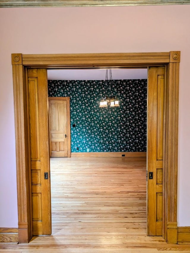 907 W Church St, Champaign, IL 61821 - hallway with wood finished floors and baseboards
