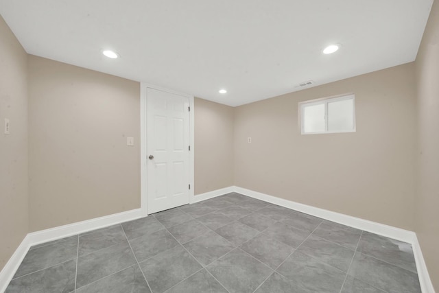 3435 W 71st Pl, Chicago, IL 60629 - below grade area with visible vents, recessed lighting, tile patterned flooring, and baseboards