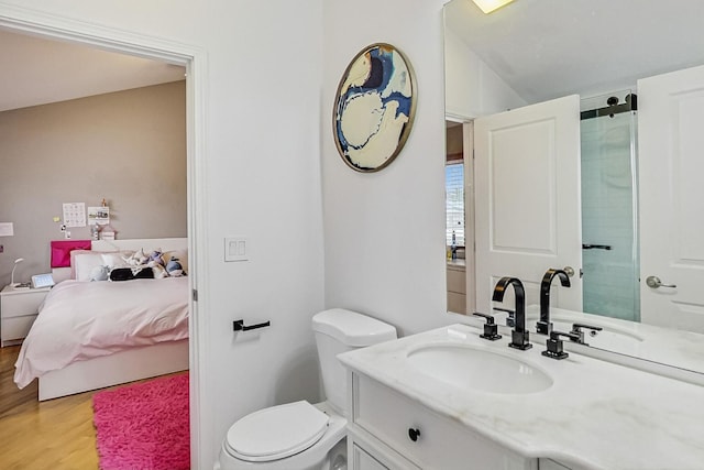 27 Rienzi Ln, Highwood, IL 60040 - ensuite bathroom featuring wood finished floors, connected bathroom, vanity, and toilet