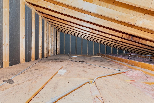 view of unfinished attic