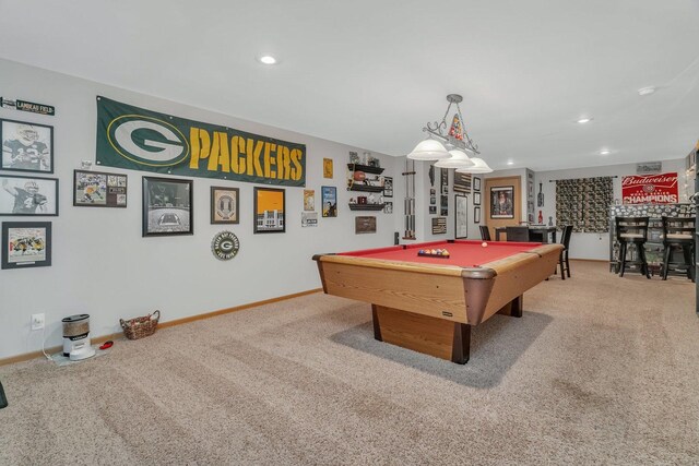 141 Scott Ave, Oglesby, IL 61348 - game room with bar, recessed lighting, billiards, and carpet