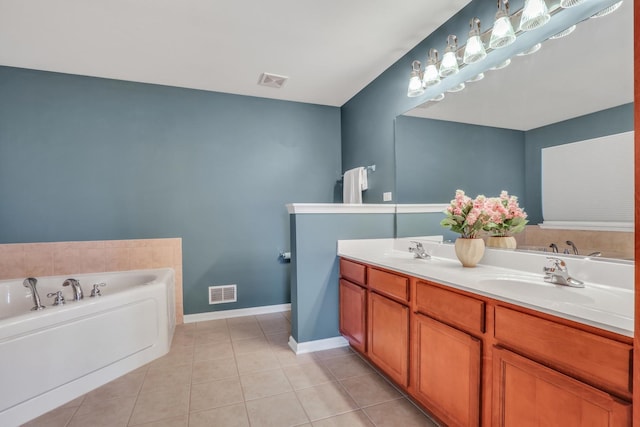 full bathroom with visible vents, tile patterned flooring, and a sink