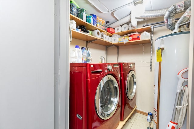 6443 Oak Forest Ave Unit 1W, Tinley Park, IL 60477 - laundry area with washing machine and dryer, tile patterned floors, laundry area, and gas water heater