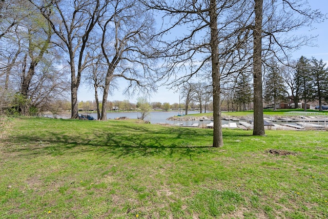 view of yard with a water view