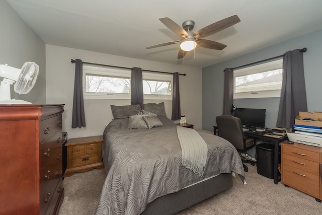 8212 N Ozanam Ave, Niles, IL 60714 - bedroom featuring light carpet, a ceiling fan, and multiple windows