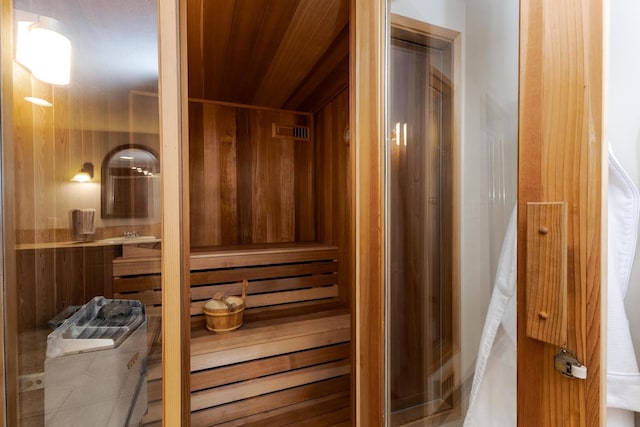 view of sauna