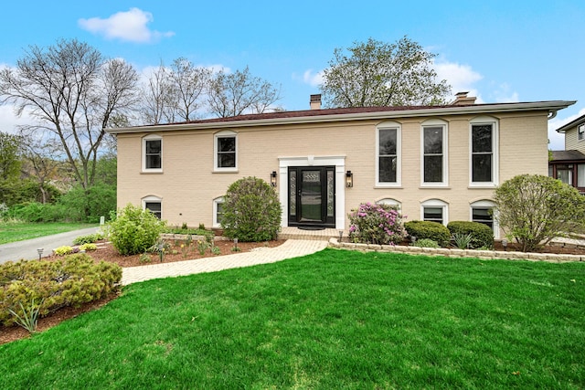 1214 Laurel Ct, Downers Grove, IL 60515 - raised ranch featuring brick siding, a chimney, and a front yard