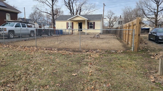 exterior space featuring a fenced front yard