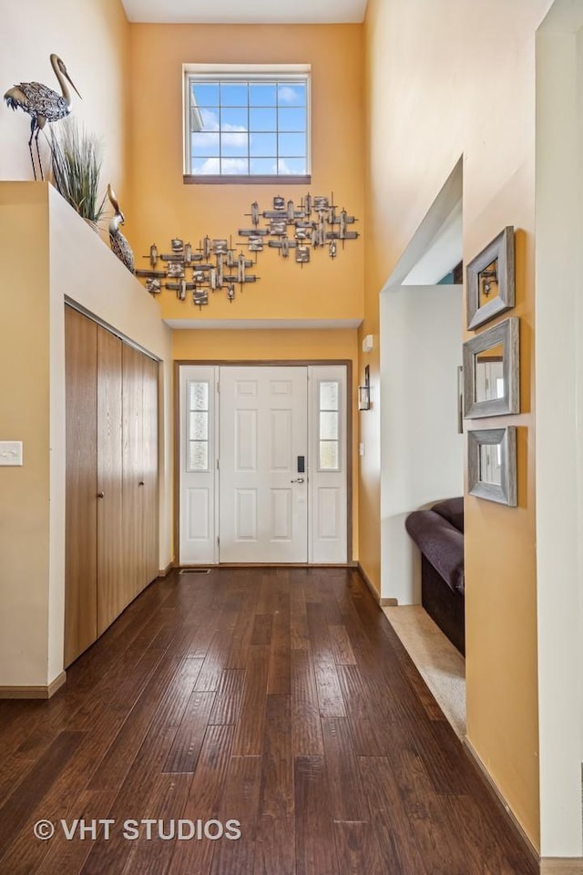 entrance foyer featuring a high ceiling and hardwood / wood-style flooring