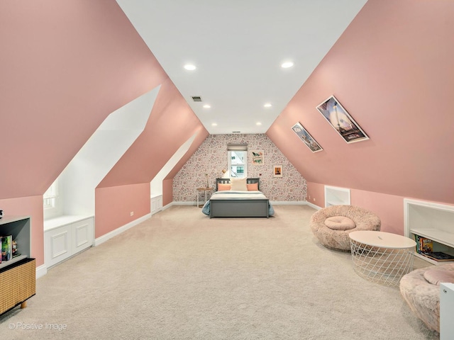 522 N Grant St, Hinsdale, IL 60521 - bedroom with lofted ceiling, visible vents, carpet flooring, and baseboards