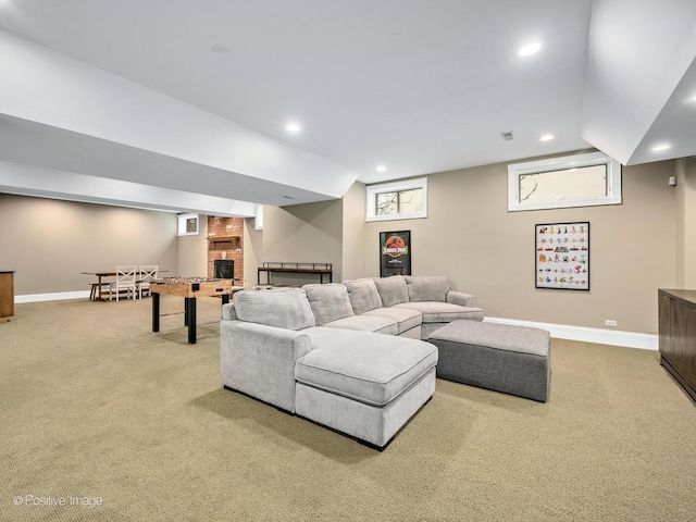 522 N Grant St, Hinsdale, IL 60521 - living area featuring visible vents, baseboards, carpet floors, and recessed lighting