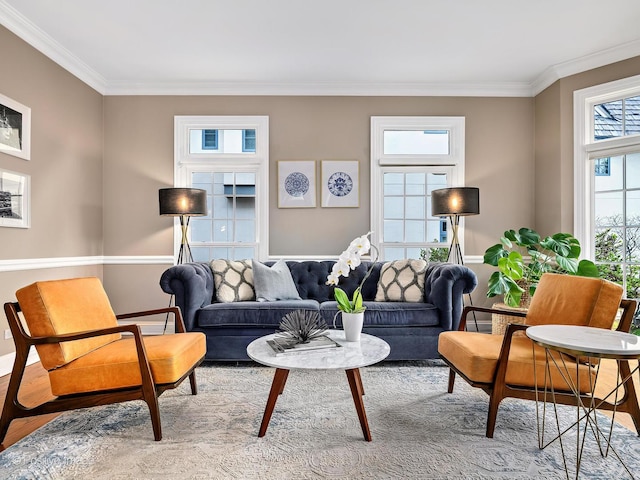 522 N Grant St, Hinsdale, IL 60521 - living area with baseboards, crown molding, and wood finished floors