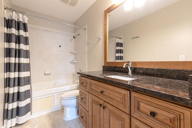 1680 Bicek Dr, Hoffman Estates, IL 60192 - bathroom featuring vanity, shower / tub combo with curtain, and tile patterned flooring
