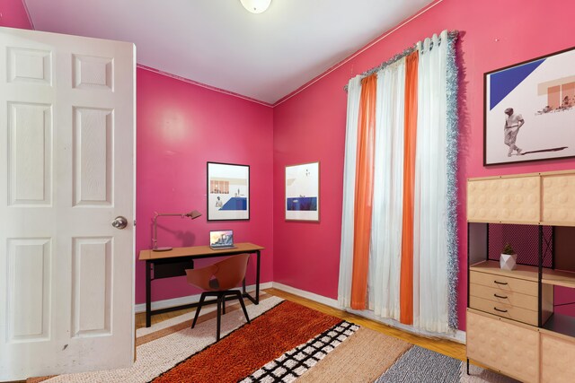 12324 S Morgan St, Calumet Park, IL 60827 - office area featuring baseboards and wood finished floors