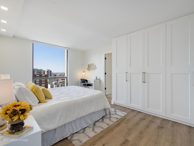 1310 N Ritchie Ct Unit 27B, Chicago, IL 60610 - bedroom featuring light wood finished floors, a city view, and floor to ceiling windows