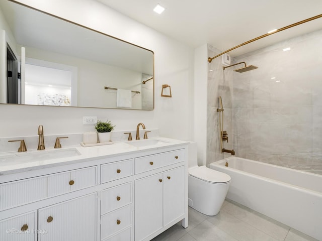 1310 N Ritchie Ct Unit 27B, Chicago, IL 60610 - bathroom featuring toilet, tub / shower combination, double vanity, and tile patterned flooring