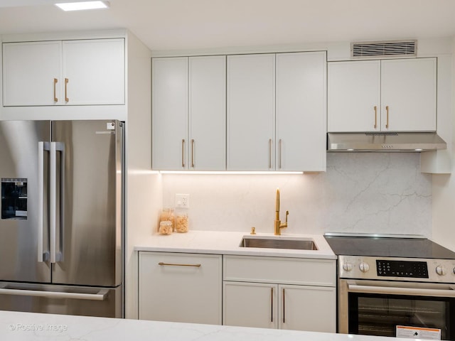 1310 N Ritchie Ct Unit 27B, Chicago, IL 60610 - kitchen with stainless steel appliances, range hood, a sink, and white cabinets