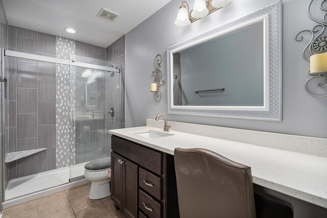2743 River Bend Ln, Plainfield, IL 60586 - full bath with toilet, tile patterned floors, a stall shower, and vanity