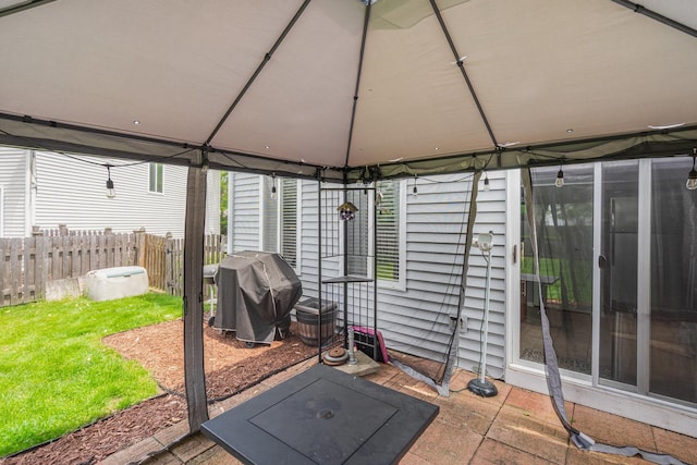 2743 River Bend Ln, Plainfield, IL 60586 - view of patio / terrace with a gazebo, fence, and grilling area