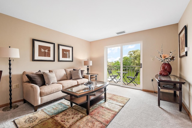 10300 Village Circle Dr Unit 1109, Palos Park, IL 60464 - living room featuring light carpet, visible vents, and baseboards