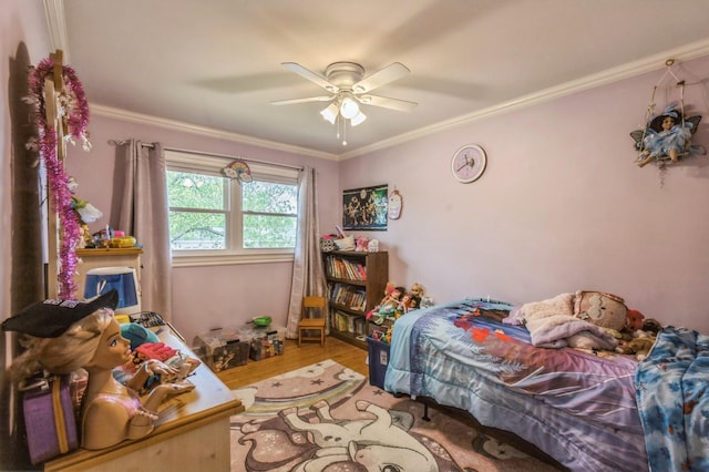 912 Macgregor Rd, Lockport, IL 60441 - bedroom with wood finished floors, ornamental molding, and a ceiling fan