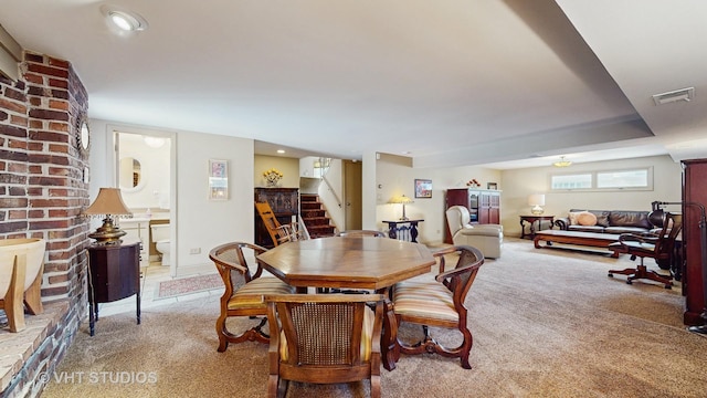 270 Concord Dr, Melrose Park, IL 60160 - dining room featuring light carpet and stairs