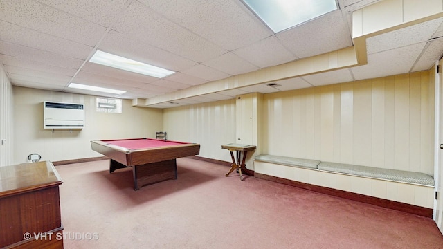 270 Concord Dr, Melrose Park, IL 60160 - playroom featuring carpet, heating unit, a drop ceiling, and billiards