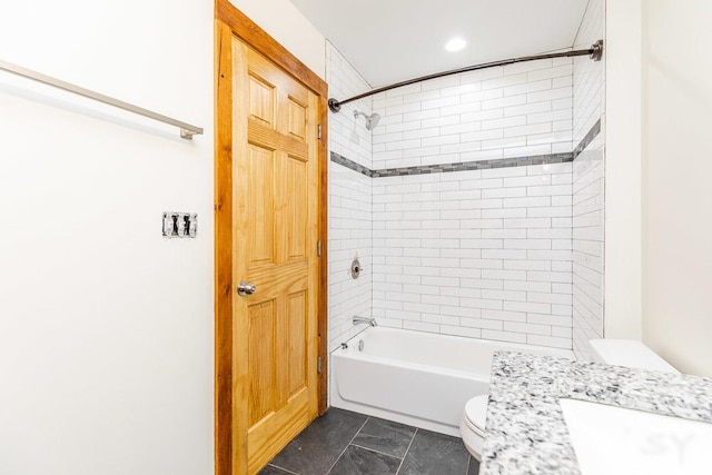 2625 W Cullerton St, Chicago, IL 60608 - bathroom featuring a sink, recessed lighting,  shower combination, and toilet