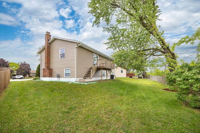 16560 Woodlawn W Ave, South Holland, IL 60473 - back of house featuring stairway, a chimney, a deck, and central AC unit
