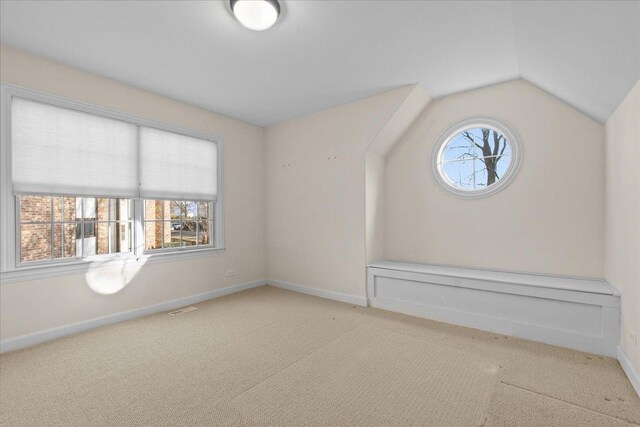 572 Vine Ave, Highland Park, IL 60035 - bonus room featuring lofted ceiling, baseboards, visible vents, and carpet