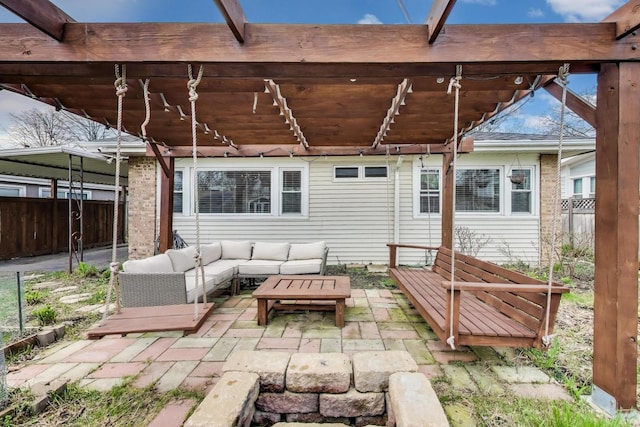 9633 Karlov Ave, Skokie, IL 60076 - view of patio with an outdoor living space and a pergola