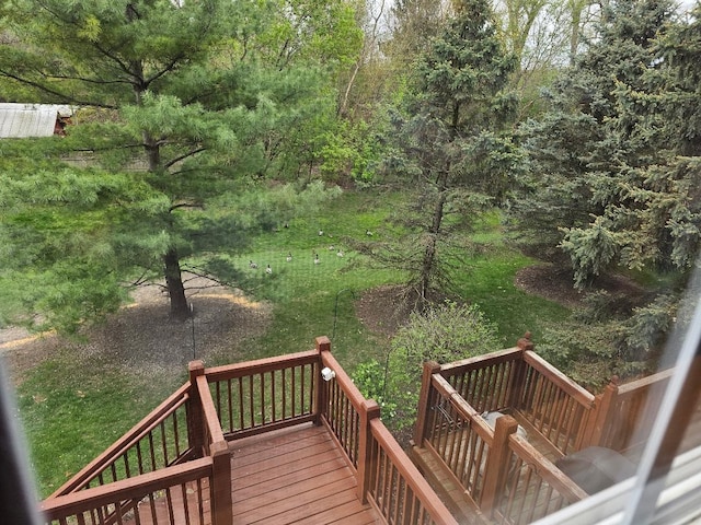 deck featuring stairs