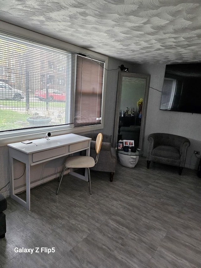 office with a textured ceiling