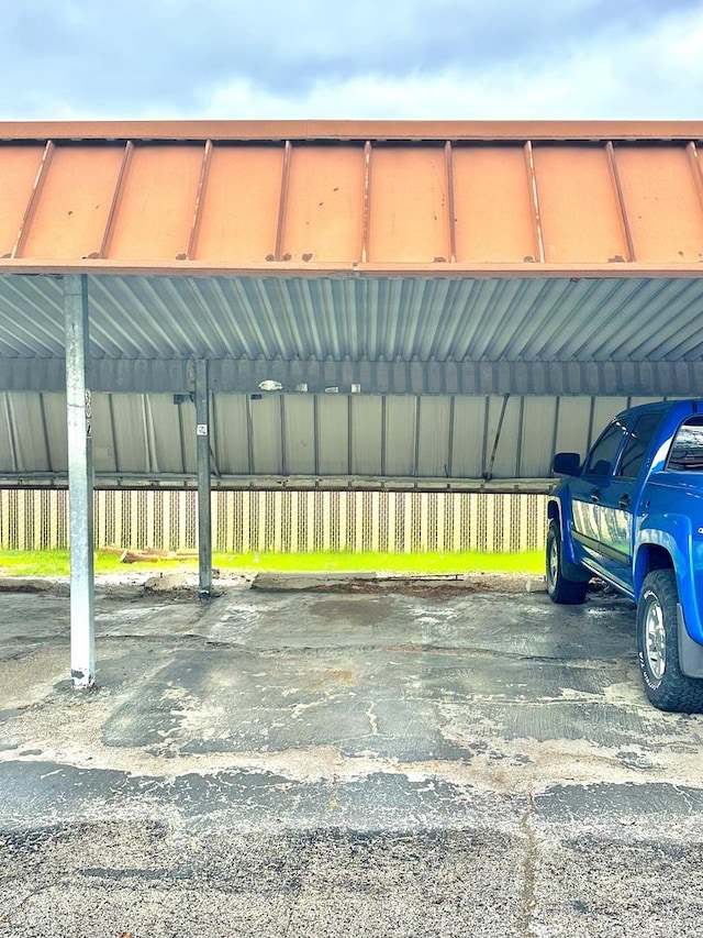 view of covered parking lot