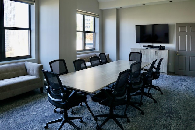 view of carpeted office space