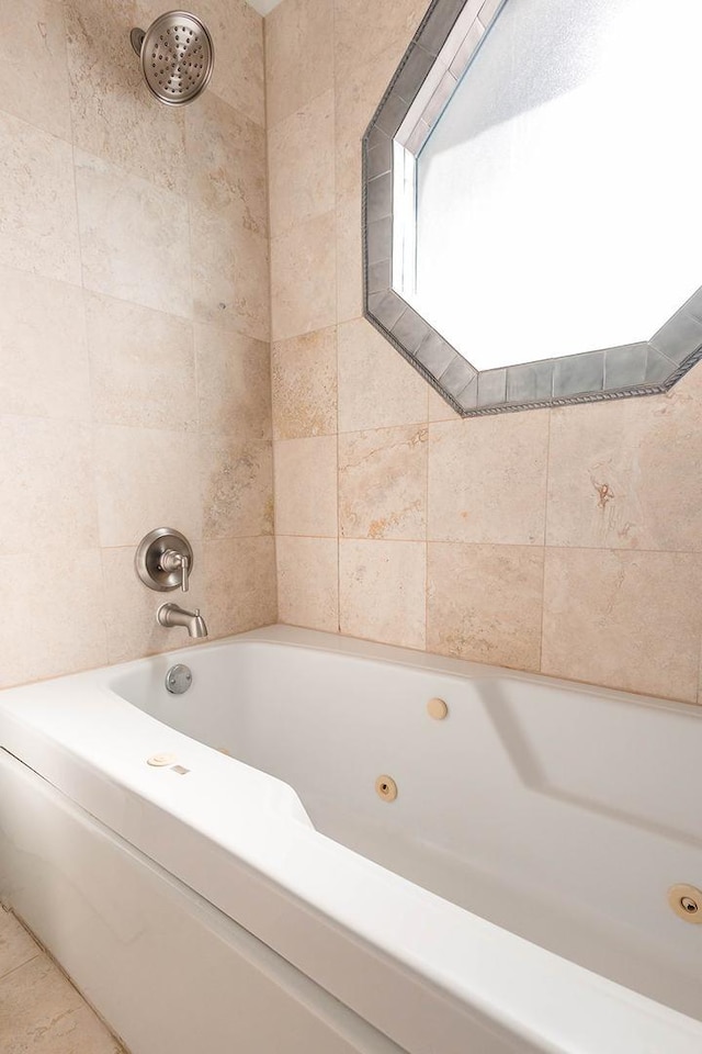 full bathroom with a combined bath / shower with jetted tub