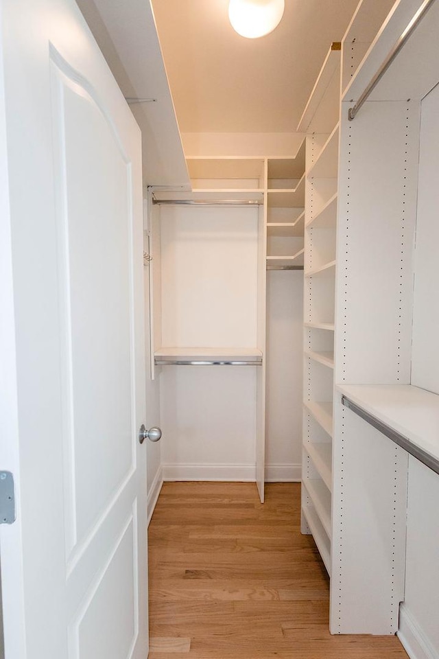 spacious closet featuring light wood-style flooring